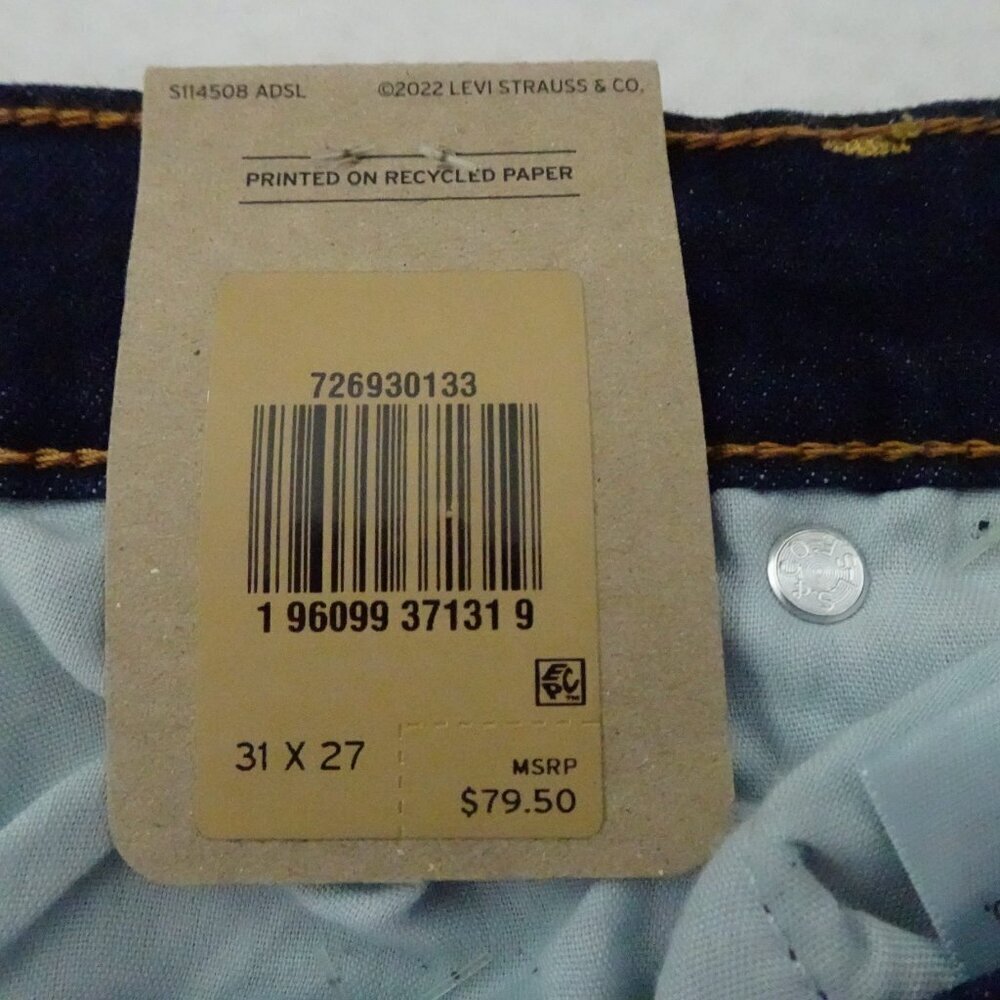 Levi's Ribcage Straight Ankle Jeans Size 31x27 Blue Denim Stretch Distressed - Picture 9 of 11